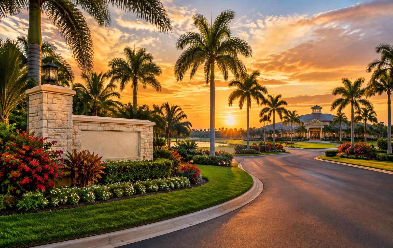 Entrance sign at the gate of Colonial Country Club, Fort Myers