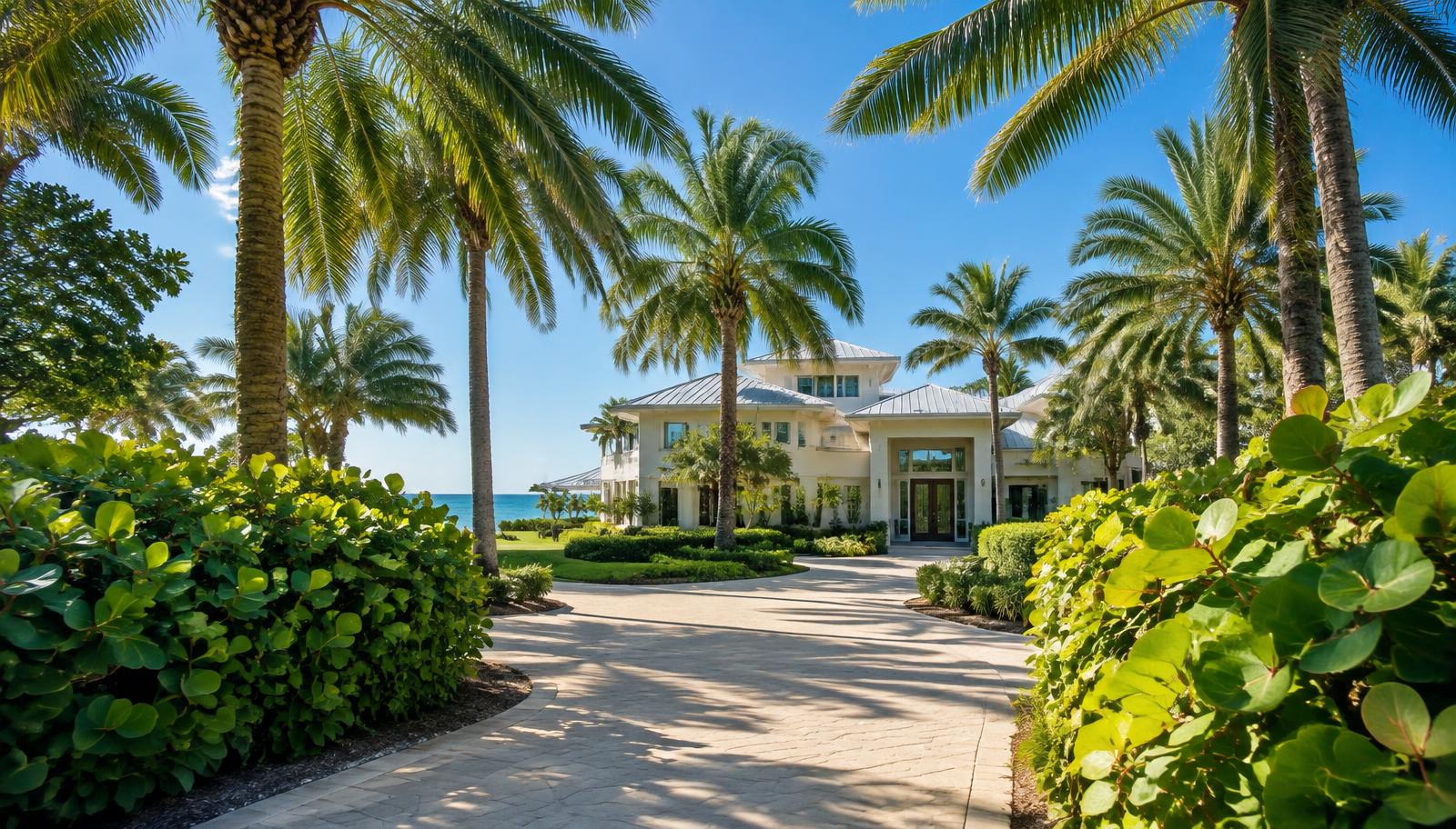 Editorial representation of secluded Gulf estate living in Naples