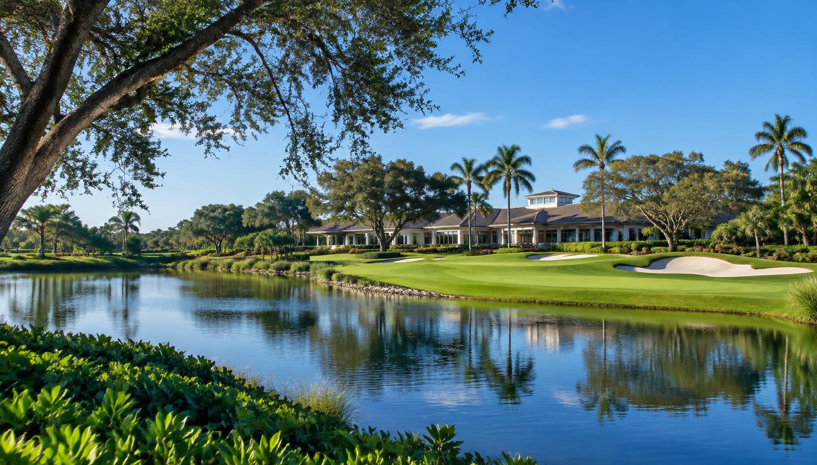 Editorial representation of golf and lake living in central Naples
