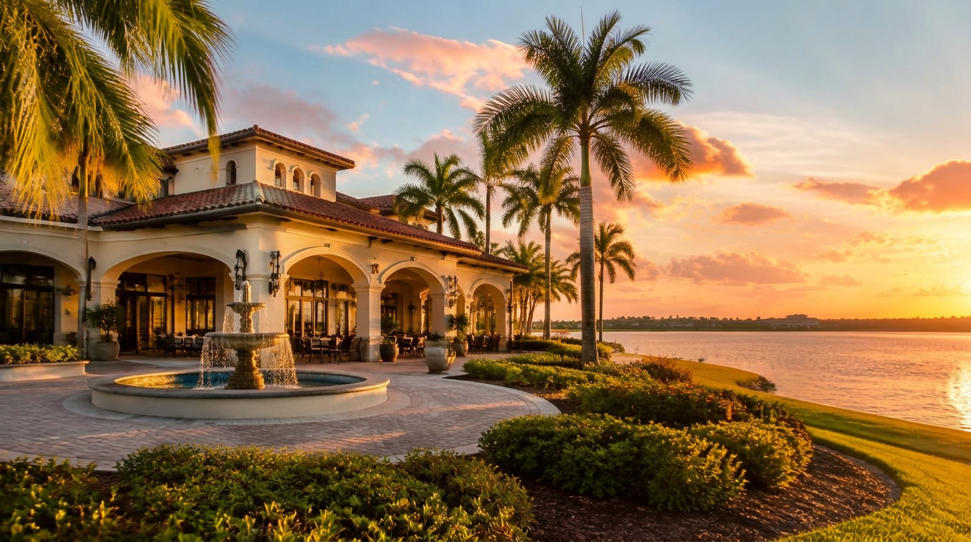 Palm-lined landscape in Fort Myers, Florida