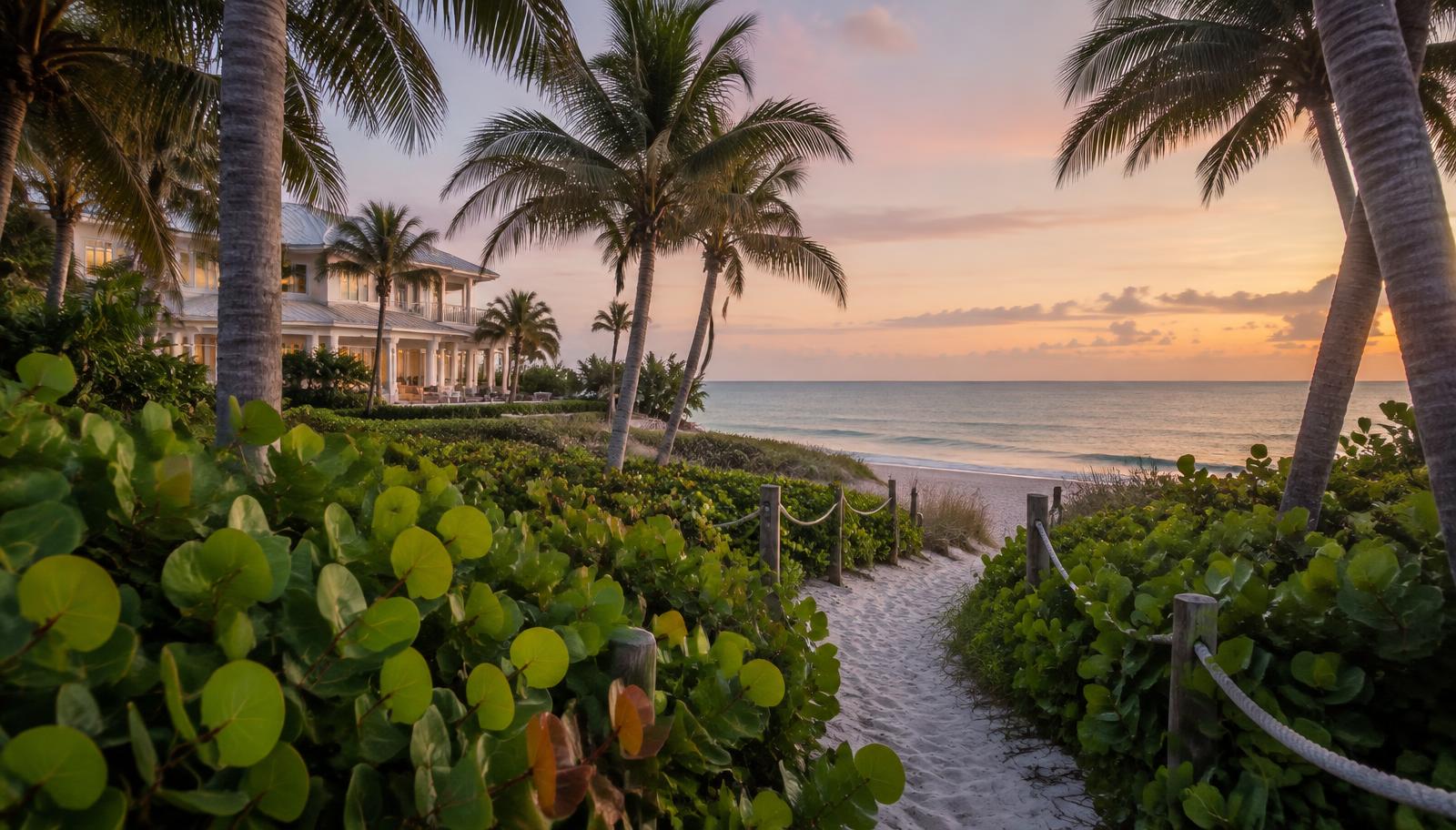 Editorial representation of secluded Gulf estate living in Naples