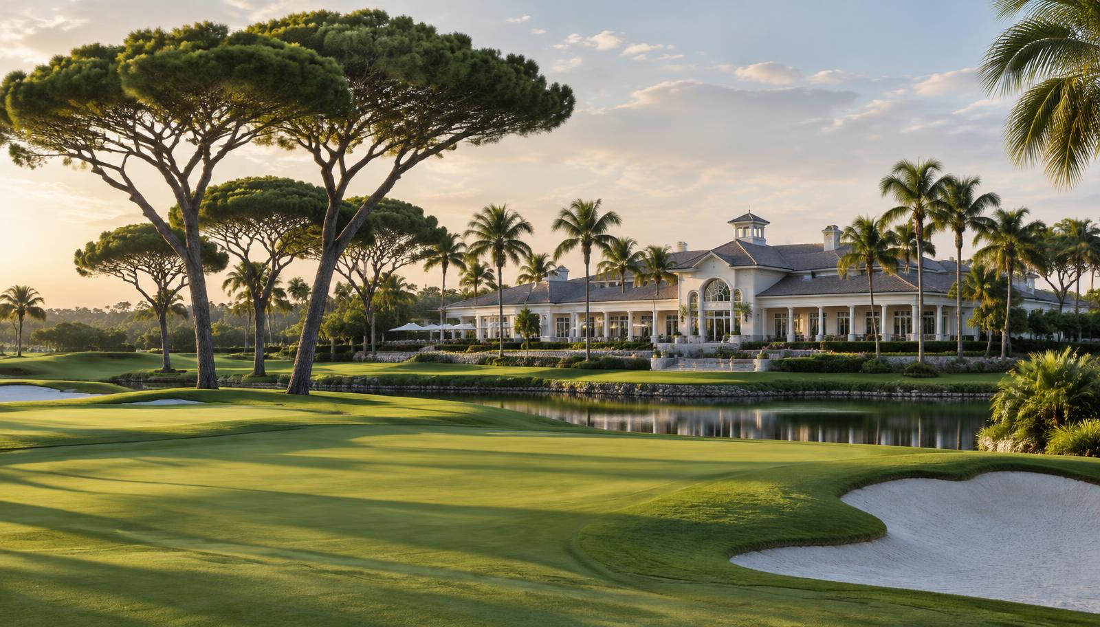 Editorial representation of golf and lake living in central Naples