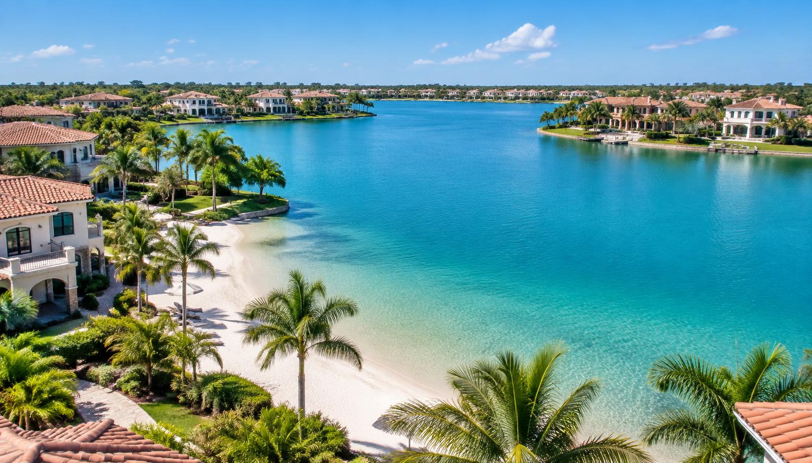 Waterfront residential landscape in Southwest Florida