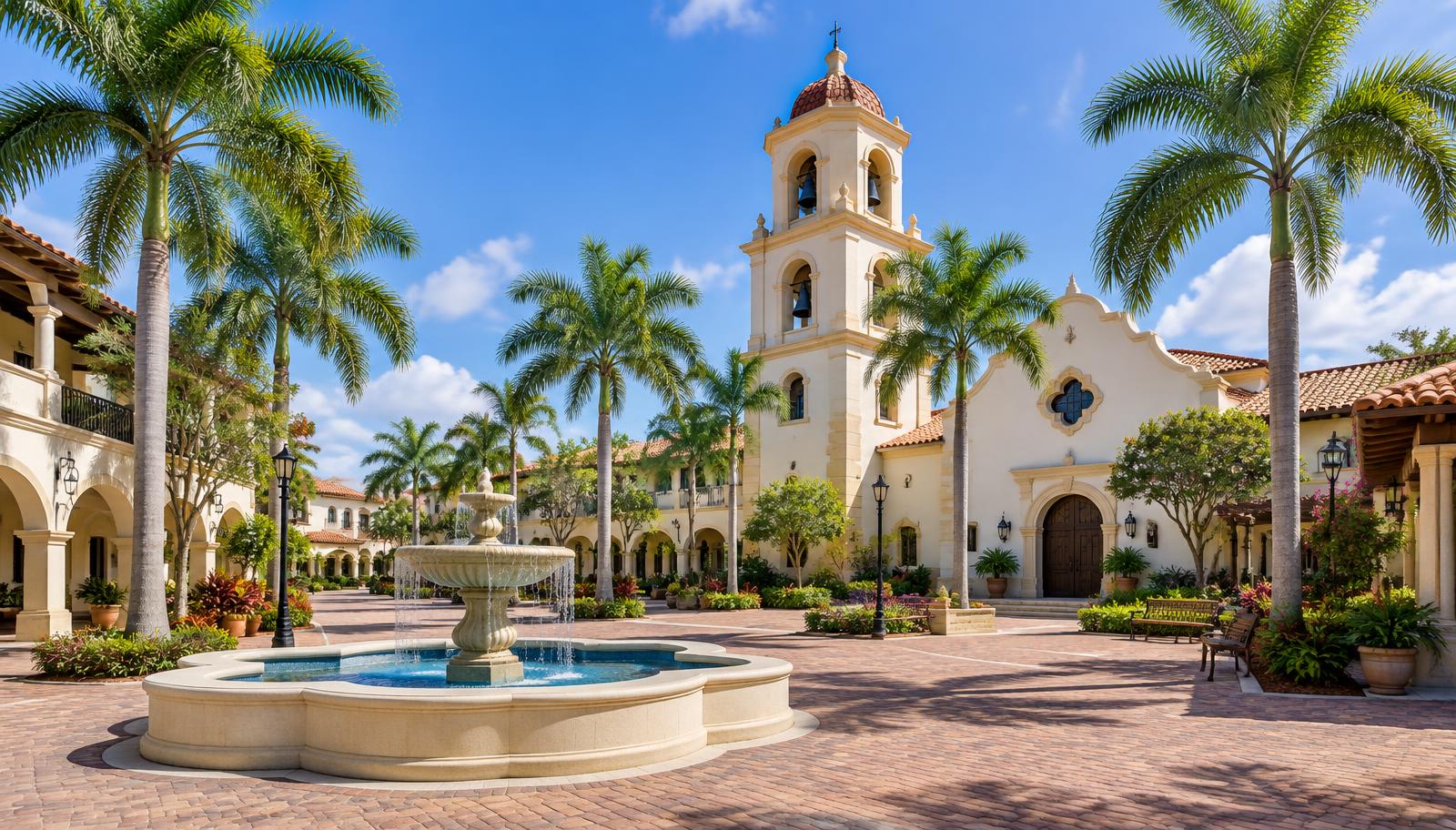 Palm-lined landscape in Fort Myers, Florida