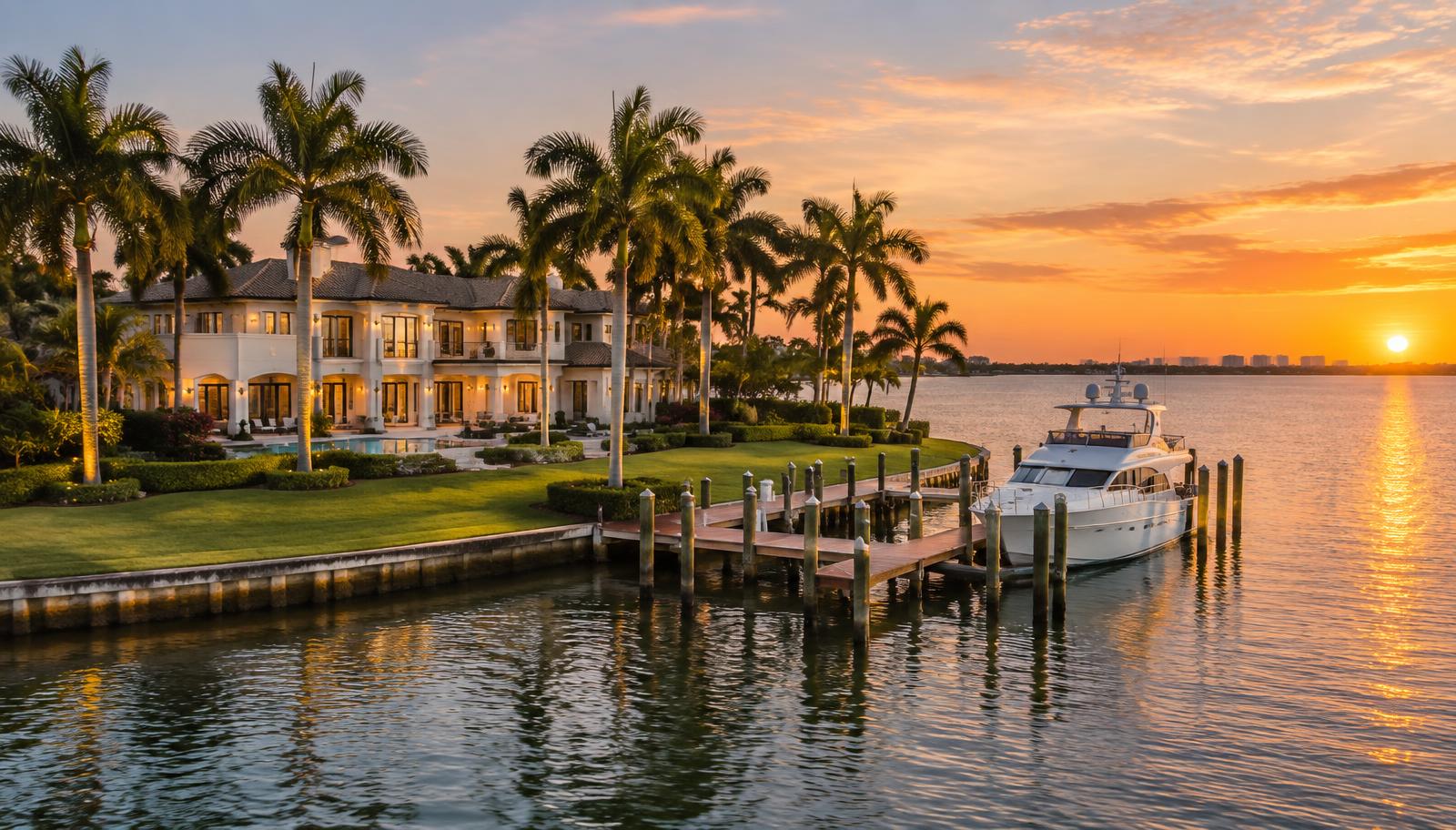 Editorial representation of waterfront estate living in Naples