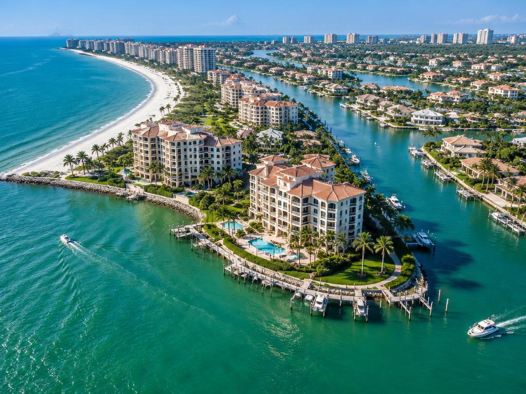 Waterfront residences and canals on Marco Island, Florida
