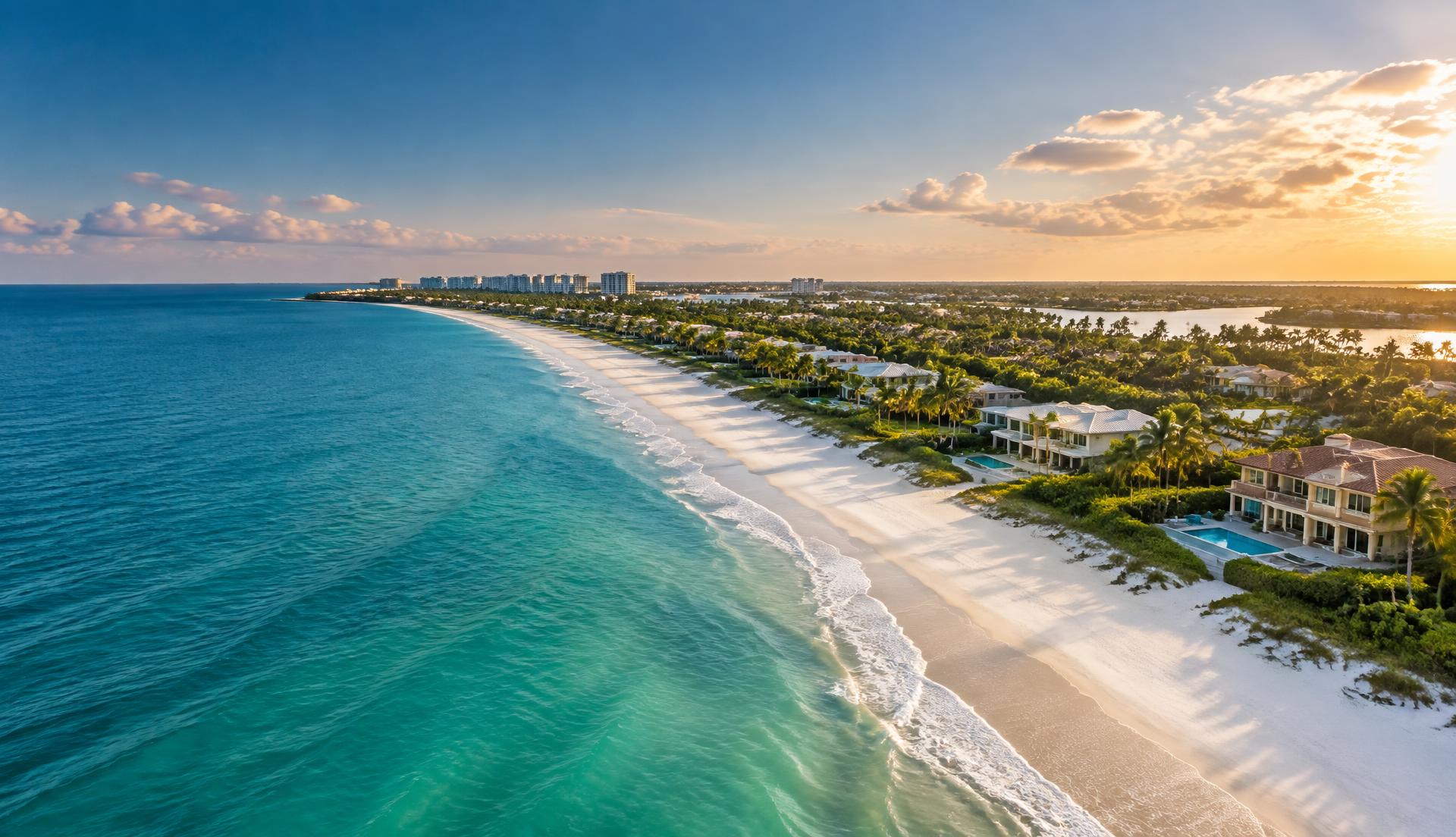 Southwest Florida homes surrounded by palms and water